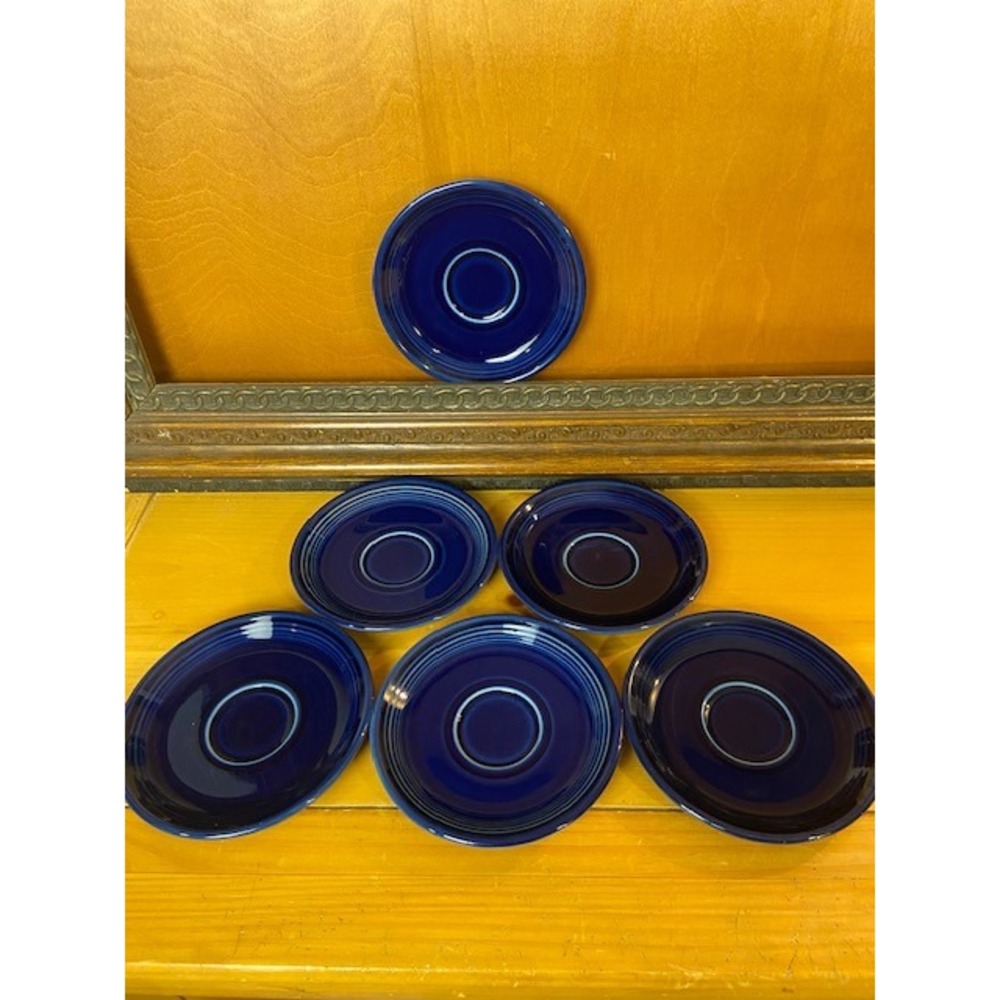 Fiesta Cobalt Blue Saucers Homer Laughlin China Co Set of 5 7/8" Dark Navy VTG.